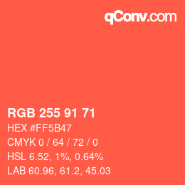 Color code: RGB 255 91 71 | qconv.com