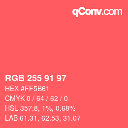 Color code: RGB 255 91 97 | qconv.com