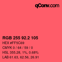 カラーコード: RGB 255 92.2 105 | qconv.com