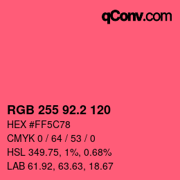 カラーコード: RGB 255 92.2 120 | qconv.com