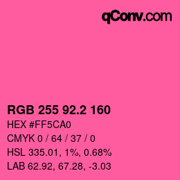 カラーコード: RGB 255 92.2 160 | qconv.com