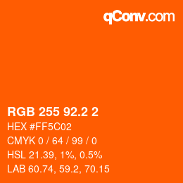 カラーコード: RGB 255 92.2 2 | qconv.com