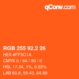 カラーコード: RGB 255 92.2 26 | qconv.com