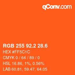 カラーコード: RGB 255 92.2 28.6 | qconv.com