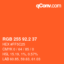 カラーコード: RGB 255 92.2 37 | qconv.com