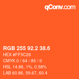 カラーコード: RGB 255 92.2 38.6 | qconv.com