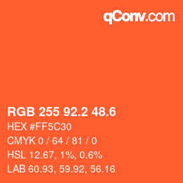 カラーコード: RGB 255 92.2 48.6 | qconv.com