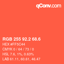 カラーコード: RGB 255 92.2 68.6 | qconv.com