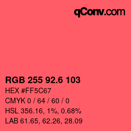 カラーコード: RGB 255 92.6 103 | qconv.com