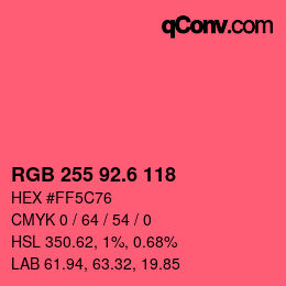 カラーコード: RGB 255 92.6 118 | qconv.com