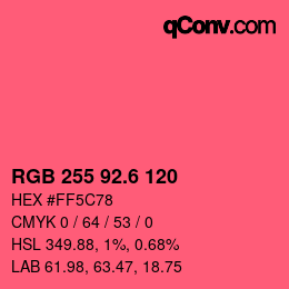 カラーコード: RGB 255 92.6 120 | qconv.com