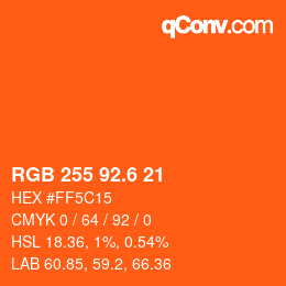 カラーコード: RGB 255 92.6 21 | qconv.com