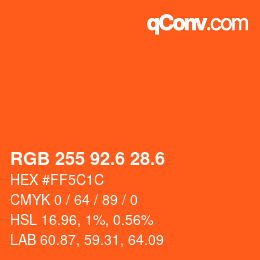 カラーコード: RGB 255 92.6 28.6 | qconv.com
