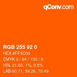 颜色代码: RGB 255 92 0 | qconv.com