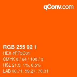 颜色代码: RGB 255 92 1 | qconv.com