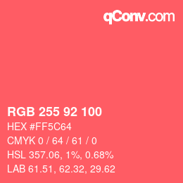 Color code: RGB 255 92 100 | qconv.com