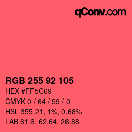 颜色代码: RGB 255 92 105 | qconv.com