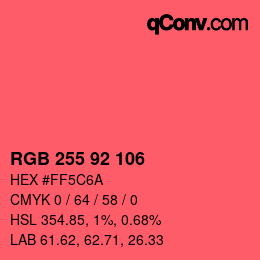 Color code: RGB 255 92 106 | qconv.com