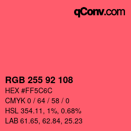 Color code: RGB 255 92 108 | qconv.com