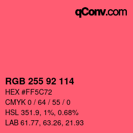 颜色代码: RGB 255 92 114 | qconv.com