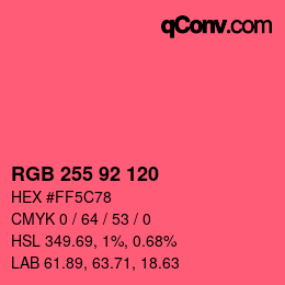 颜色代码: RGB 255 92 120 | qconv.com