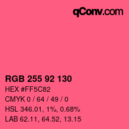 Color code: RGB 255 92 130 | qconv.com