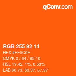 カラーコード: RGB 255 92 14 | qconv.com