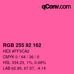 カラーコード: RGB 255 92 162 | qconv.com