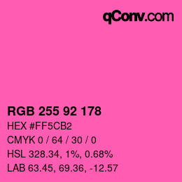 颜色代码: RGB 255 92 178 | qconv.com