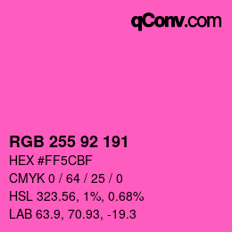 颜色代码: RGB 255 92 191 | qconv.com