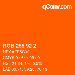カラーコード: RGB 255 92 2 | qconv.com