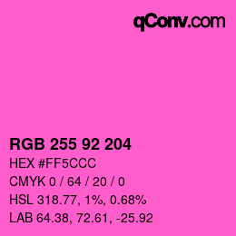 颜色代码: RGB 255 92 204 | qconv.com
