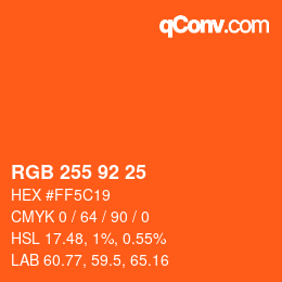 Color code: RGB 255 92 25 | qconv.com