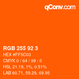 颜色代码: RGB 255 92 3 | qconv.com