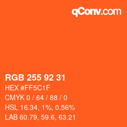 颜色代码: RGB 255 92 31 | qconv.com
