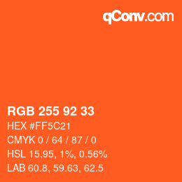 Color code: RGB 255 92 33 | qconv.com