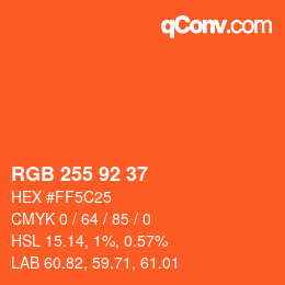 颜色代码: RGB 255 92 37 | qconv.com
