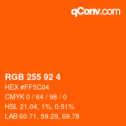 Color code: RGB 255 92 4 | qconv.com