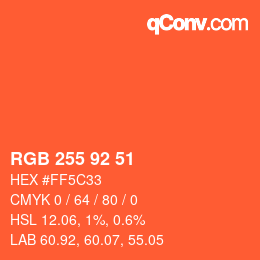 Color code: RGB 255 92 51 | qconv.com