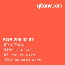 カラーコード: RGB 255 92 67 | qconv.com