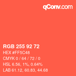 Color code: RGB 255 92 72 | qconv.com
