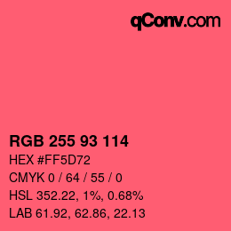 カラーコード: RGB 255 93 114 | qconv.com