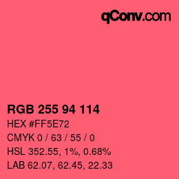 Color code: RGB 255 94 114 | qconv.com