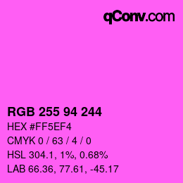 颜色代码: RGB 255 94 244 | qconv.com