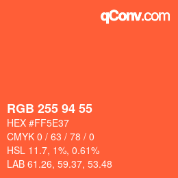 Farbcode: RGB 255 94 55 | qconv.com