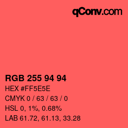 Código de color: RGB 255 94 94 | qconv.com