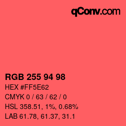 カラーコード: RGB 255 94 98 | qconv.com