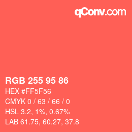 Código de color: RGB 255 95 86 | qconv.com