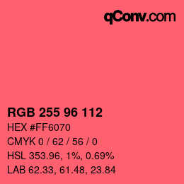 Color code: RGB 255 96 112 | qconv.com