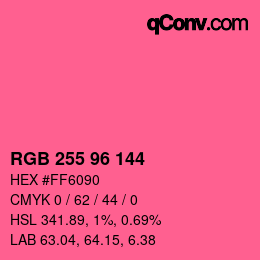 颜色代码: RGB 255 96 144 | qconv.com